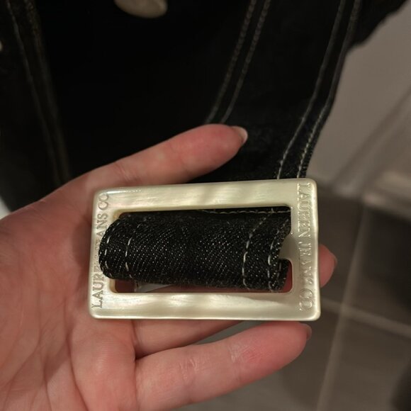 Vintage Lauren Jeans Co. Ralph Lauren Dark Denim Coat w/ Contrast Stitching - Picture 7 of 10